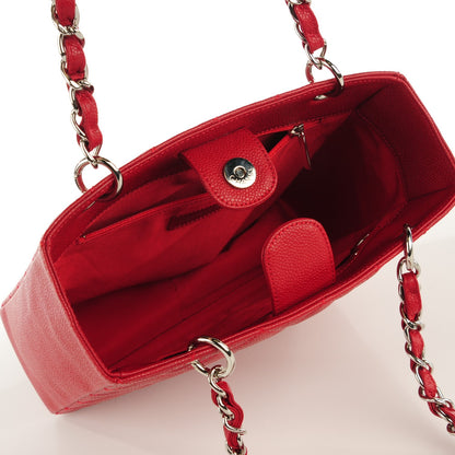 Chanel Caviar Quilted Petit Shopping Tote PST Red 7 of 7