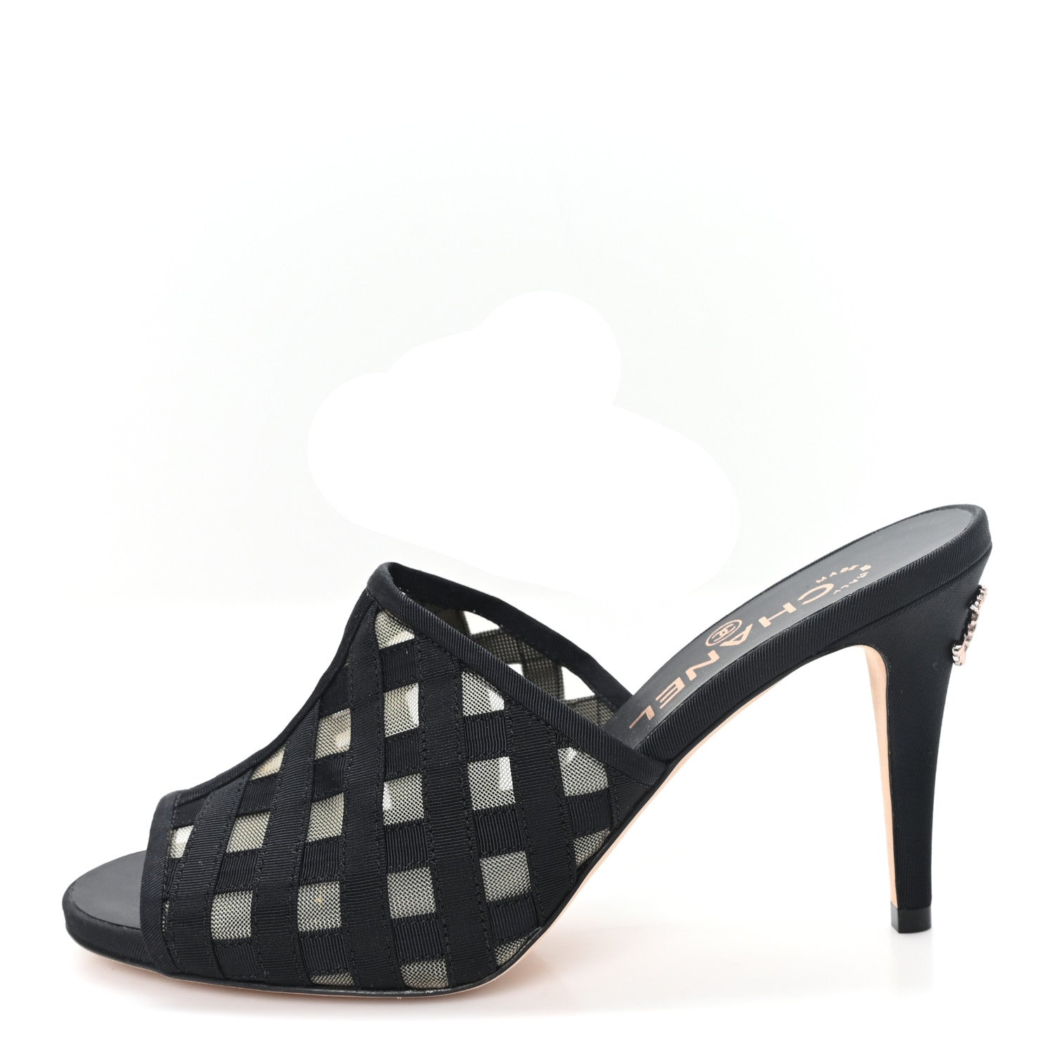 Chanel Mesh Grosgrain CC Mules 37 Black 37 1 of 8