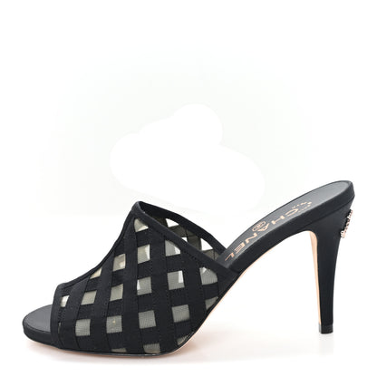 Chanel Mesh Grosgrain CC Mules 37 Black 37 1 of 8