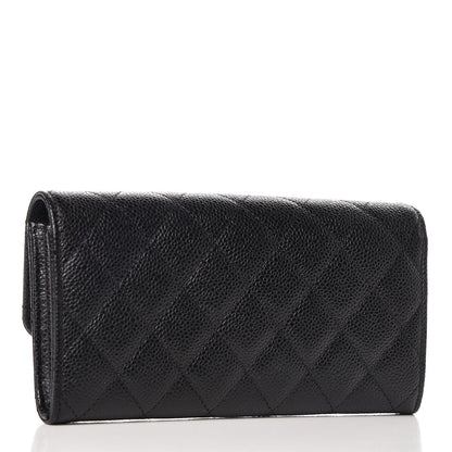 Chanel Caviar Quilted Large Gusset Flap Wallet Black 3 of 11