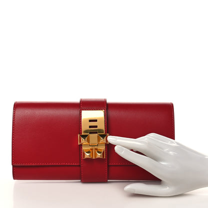 Hermes Tadelakt Medor 23 Clutch Rouge Vif 2 of 8
