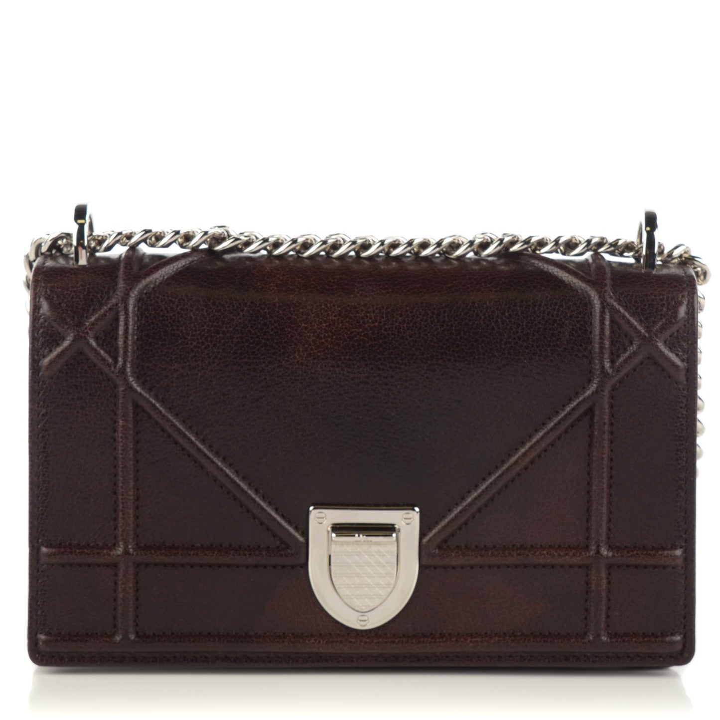 Calfskin Mini Diorama Flap Bag Brown