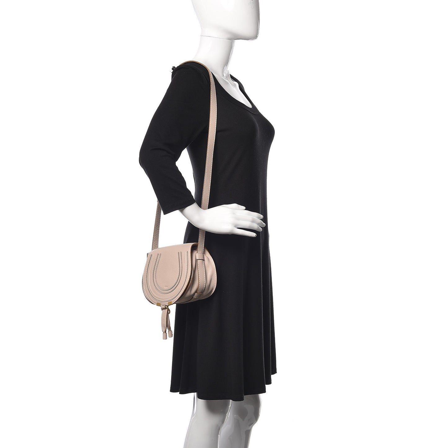 Calfskin Mini Marcie Round Crossbody Bag Abstract White