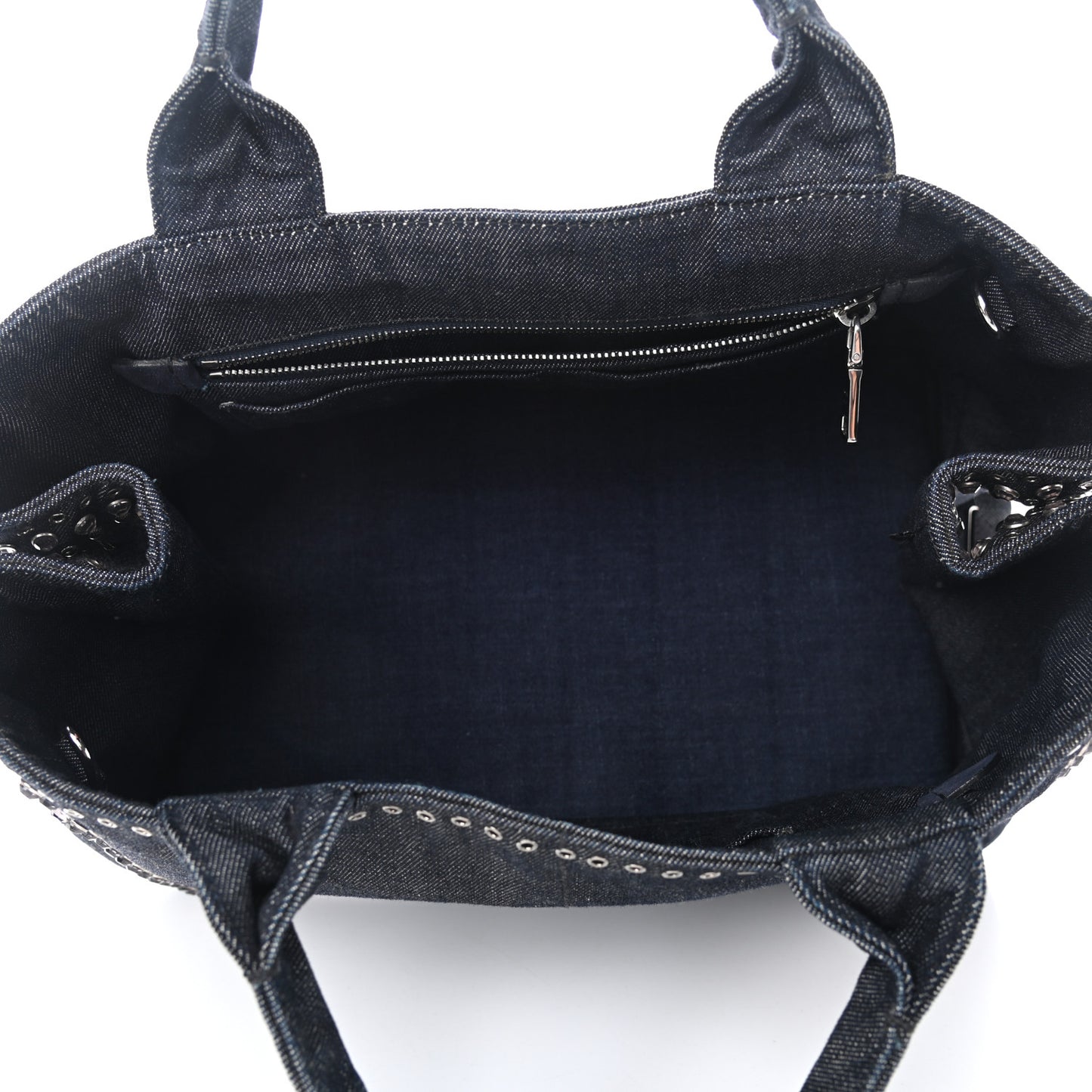 Denim Crystal Studded Canapa Tote Black