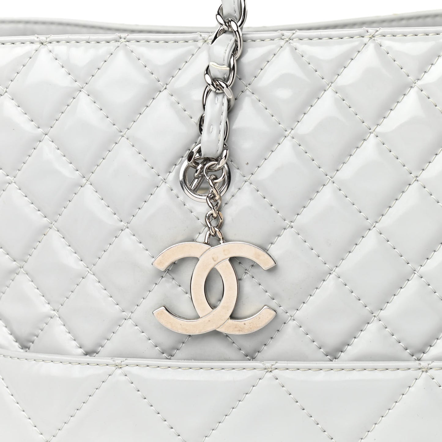 Vinyl Quilted Large In The Business Tote Light Grey