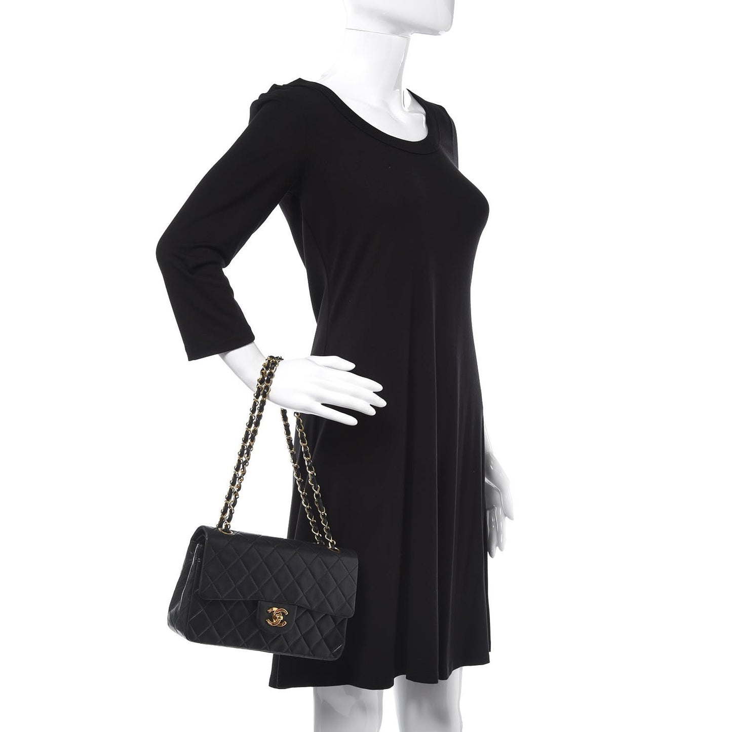 Lambskin Quilted Small Double Flap Black