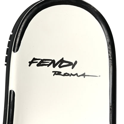 Fendi X JOSHUA VIDES Roma Calfskin Fussbetts Slide Sandals 36 Snow White Black 6 of 7