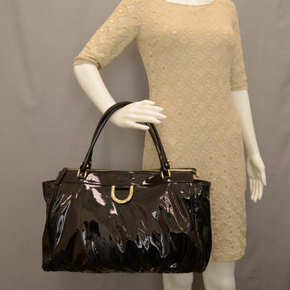 Gucci Patent D Gold Tote Black 2 of 7
