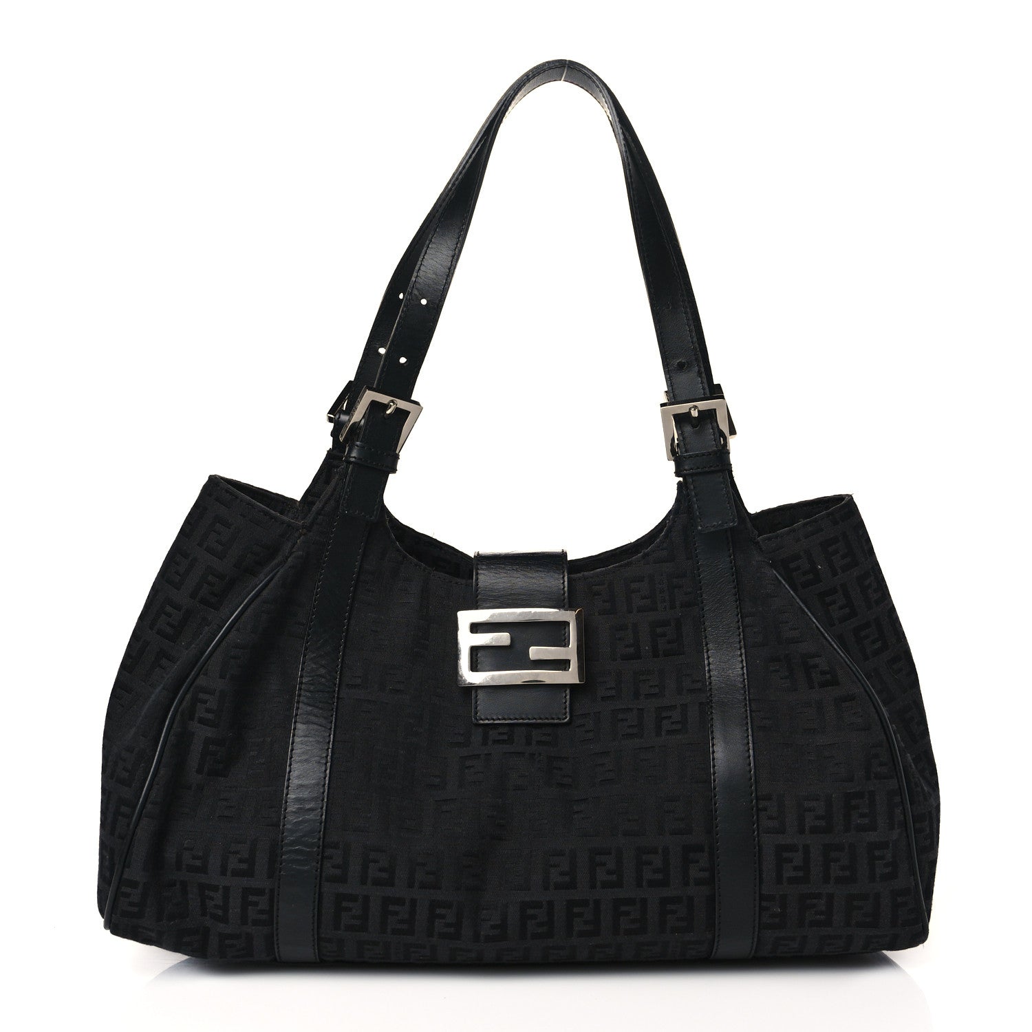 Fendi Zucchino Vitello Shoulder Bag Black 1 of 8
