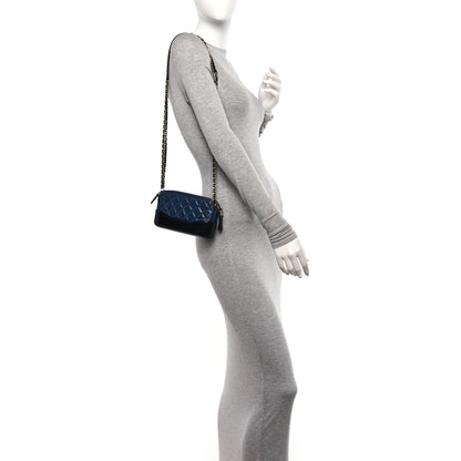Chanel Aged Calfskin Quilted Small Gabrielle Clutch With Chain Navy Black 2 of 11