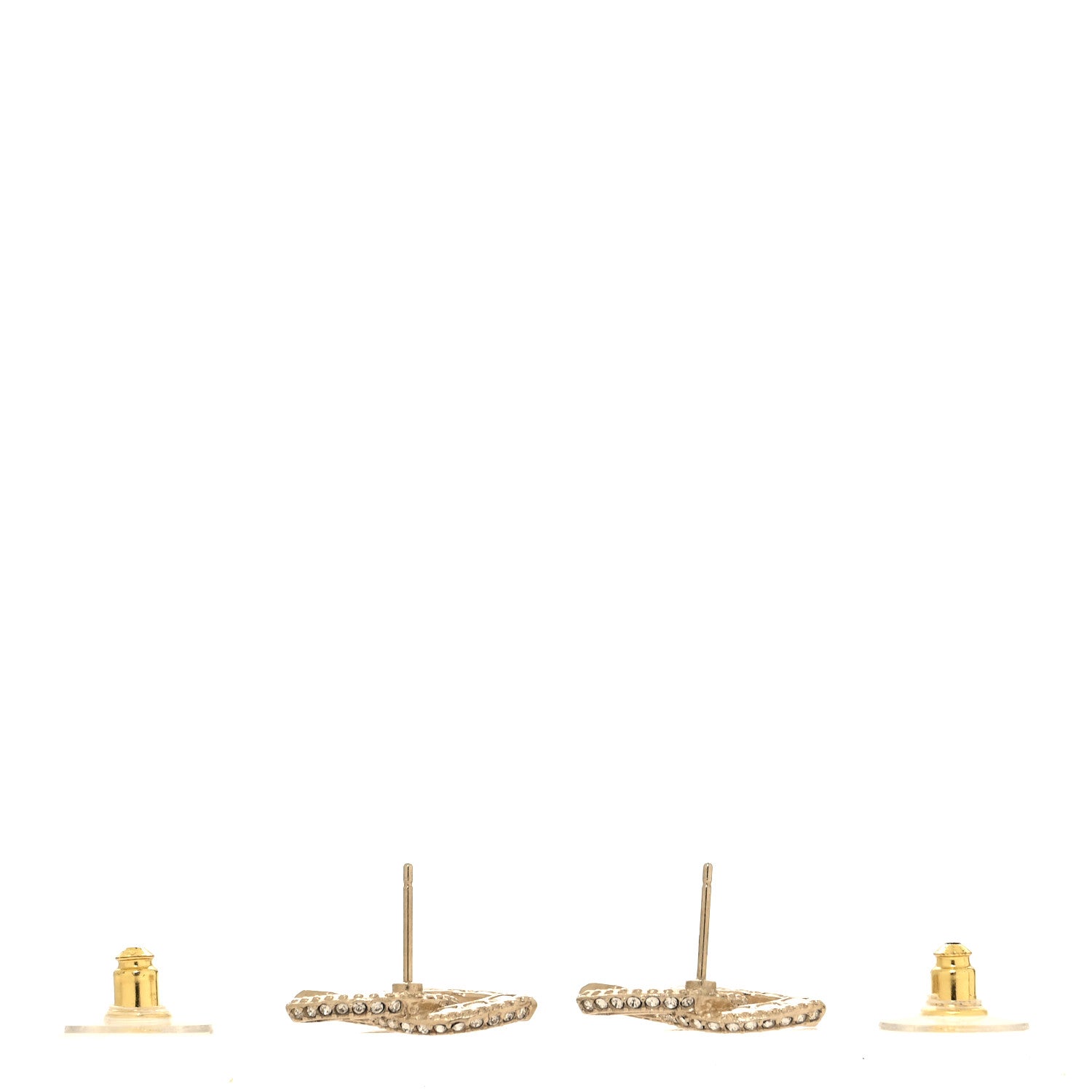 Chanel Crystal Timeless CC Earrings Light Gold 3 of 4