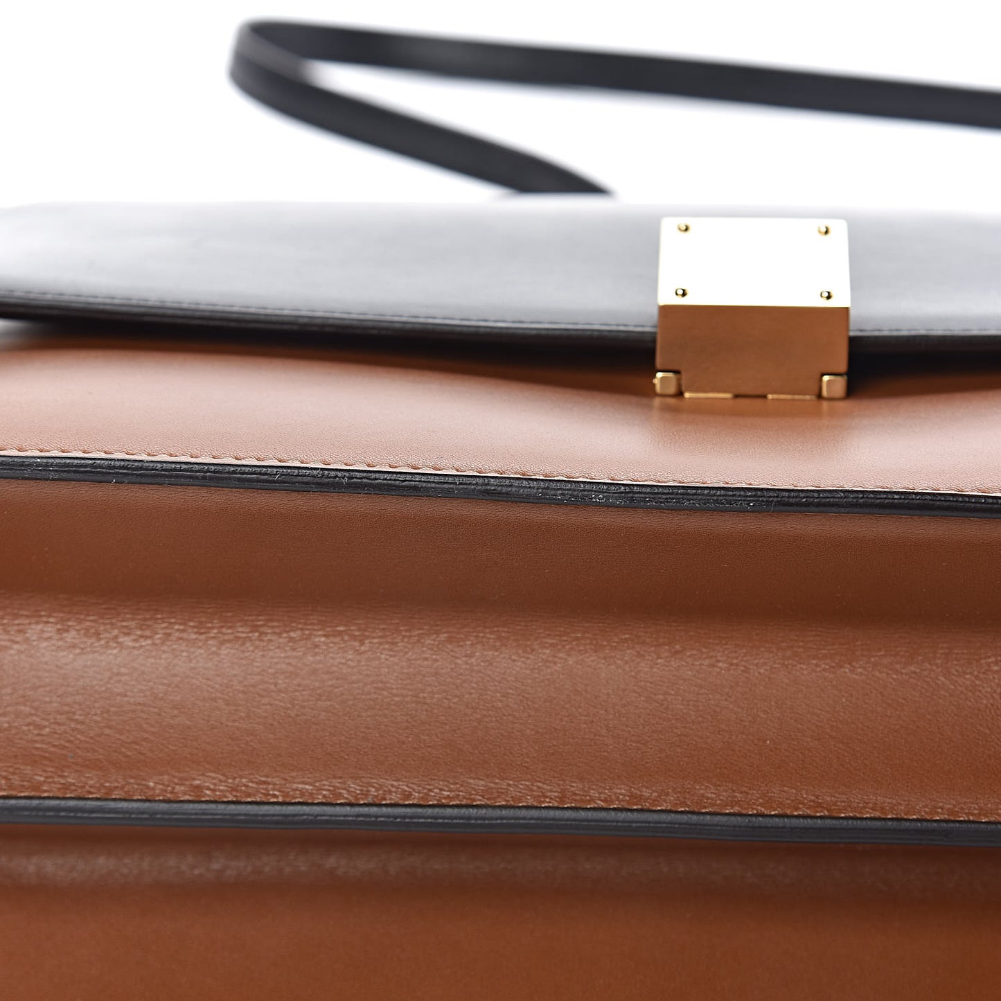 Smooth Calfskin Bi-Color Large Case Camel