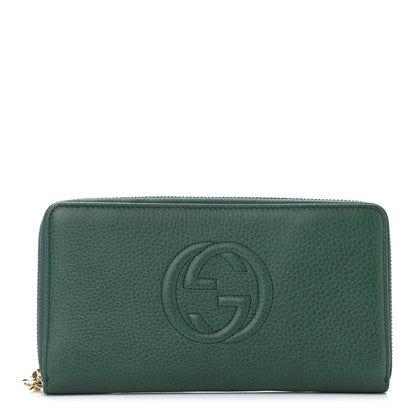 Gucci Pebbled Calfskin Soho Zip Around Wallet Green 1 of 9