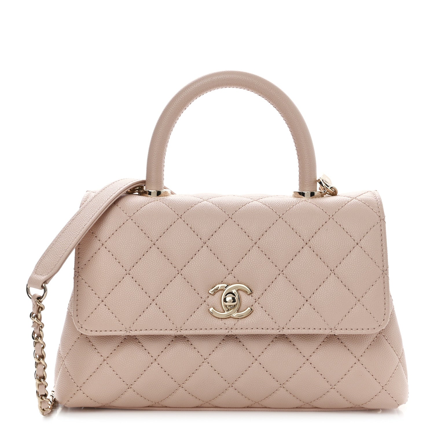 Chanel Caviar Quilted Mini Coco Handle Flap Beige 1 of 10