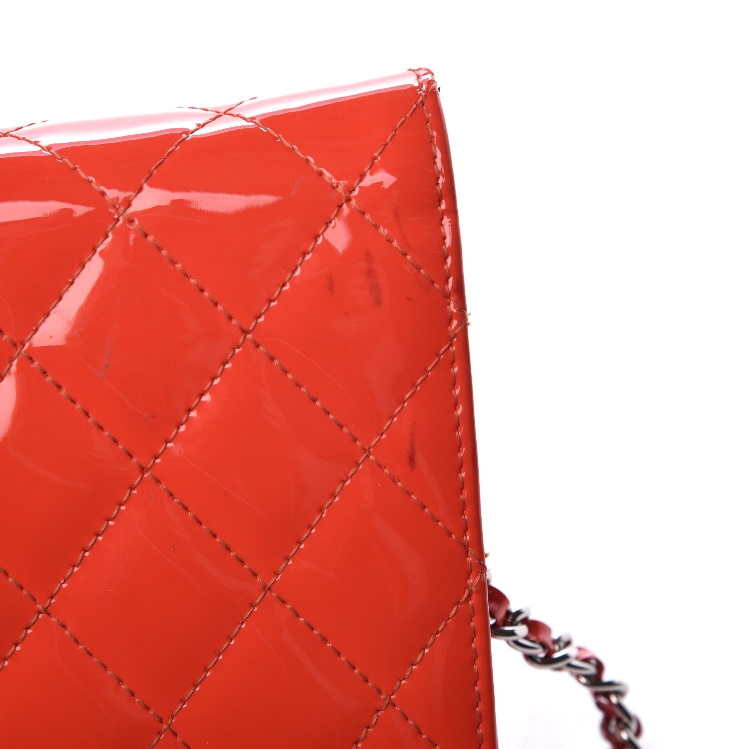 Chanel Patent Calfskin Quilted Reissue Wallet On Chain WOC Red 22 of 22