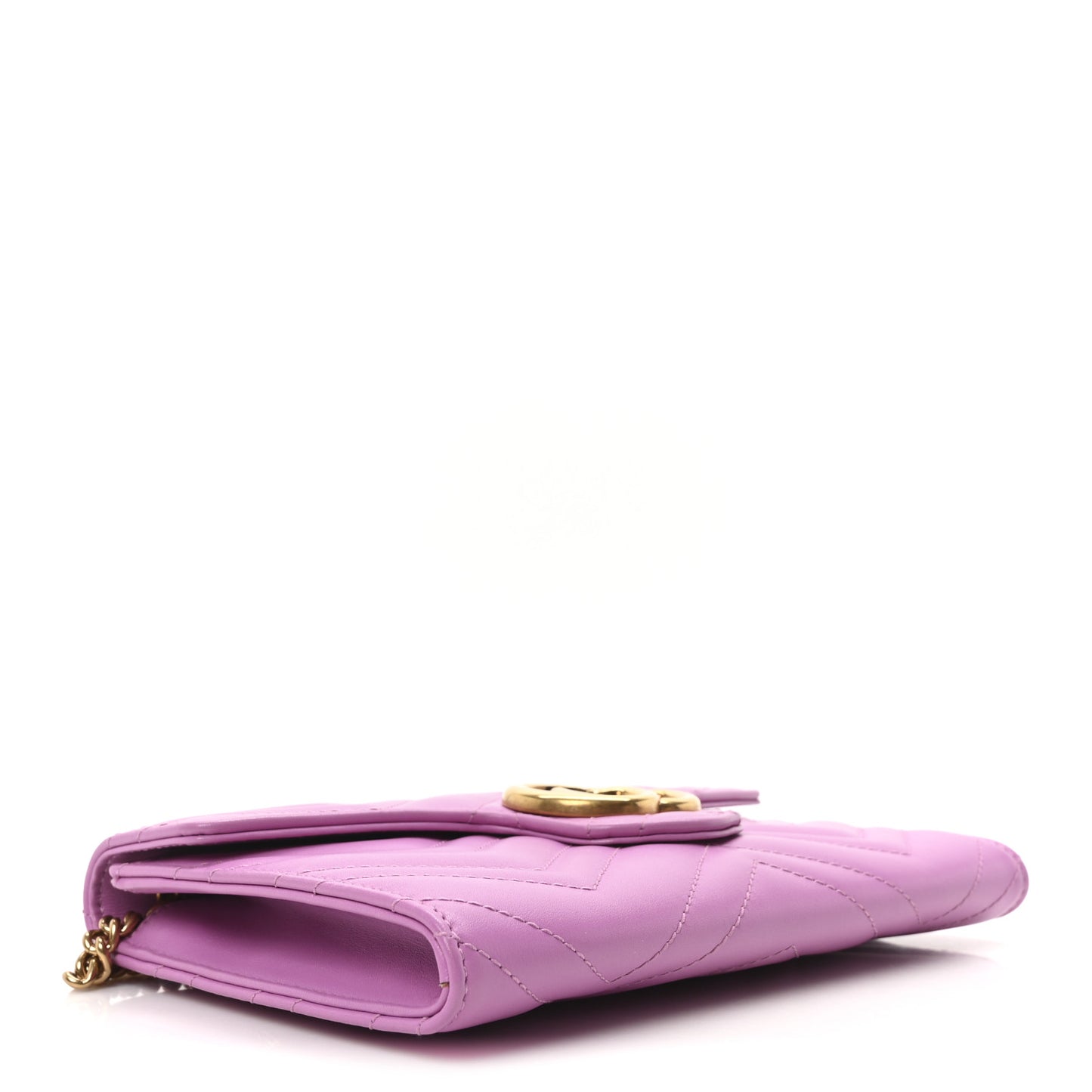 Calfskin Matelasse Mini GG Marmont Chain Wallet Candy Mousse