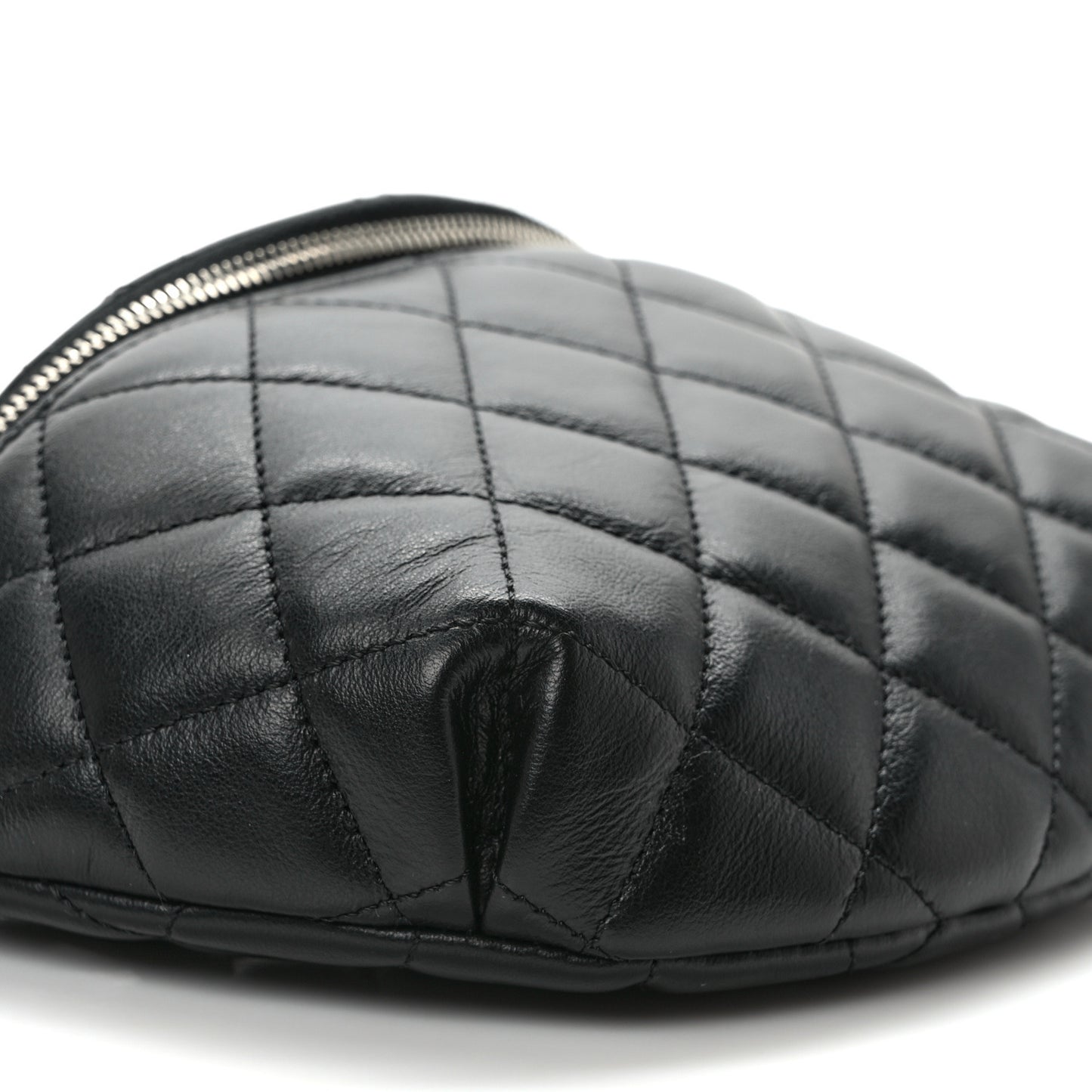 Lambskin Quilted Waist Belt Bag Black