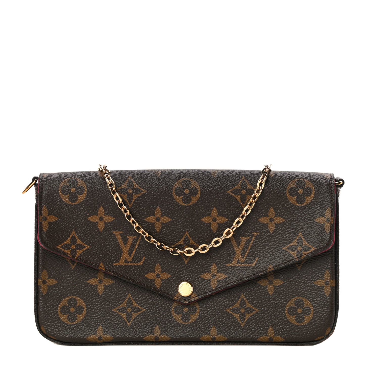 Monogram Pochette Felicie Chain Wallet Fuchsia