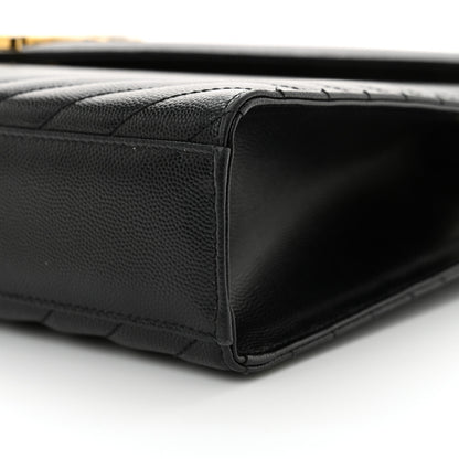 Saint Laurent Grain De Poudre Matelasse Chevron Large Monogram Satchel Black 10 of 10