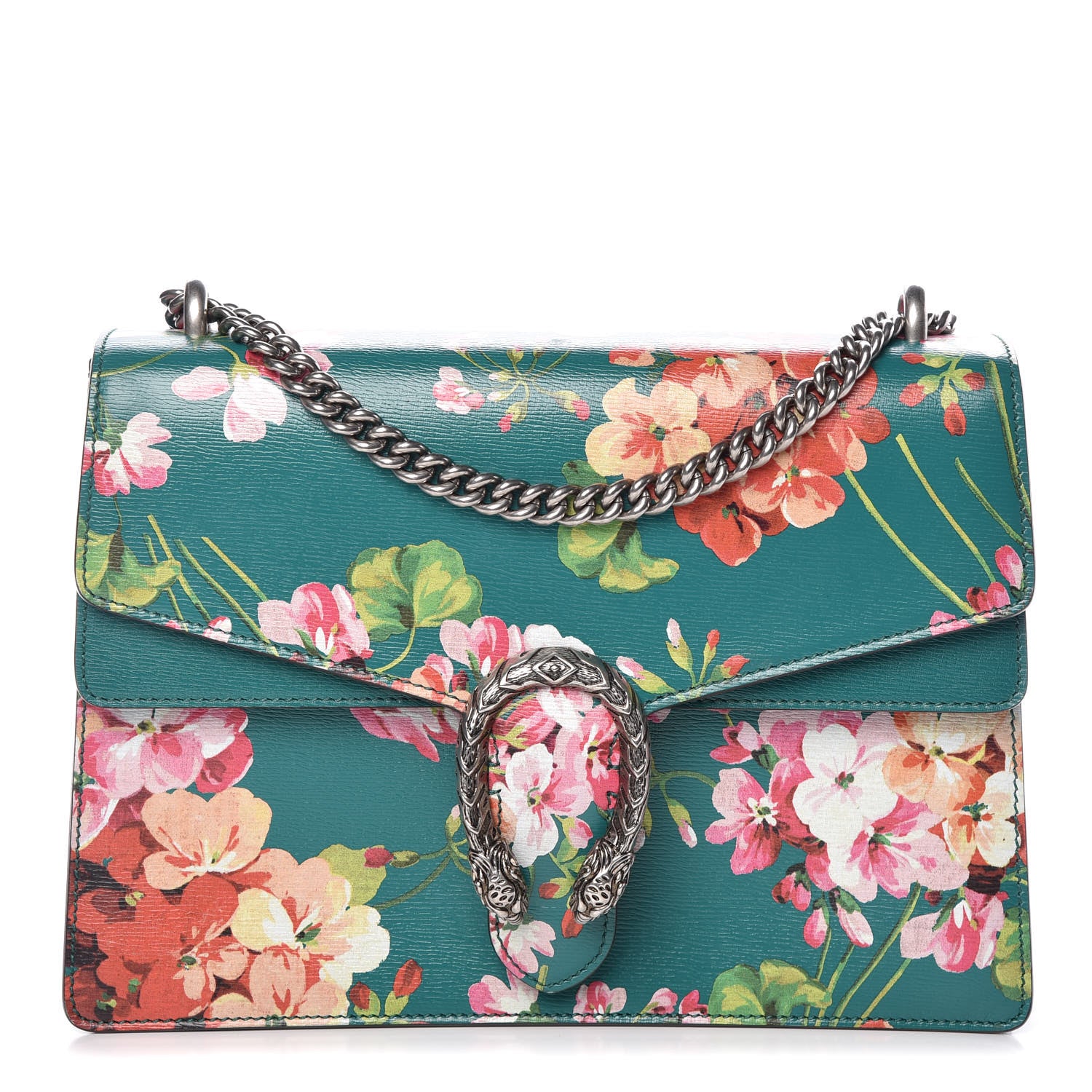 Gucci Calfskin Blooms Print Medium Dionysus Shoulder Bag Bright Emerald Multicolor 1 of 9