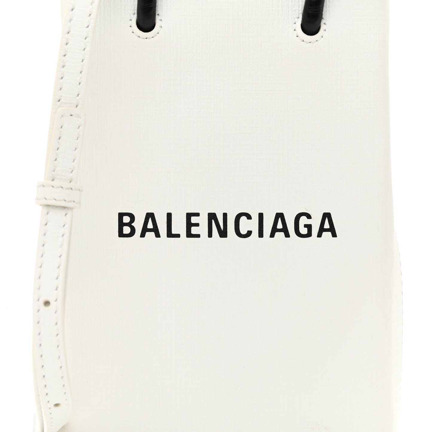 Squared Calfskin Logo Shopping Phone Holder Bag White