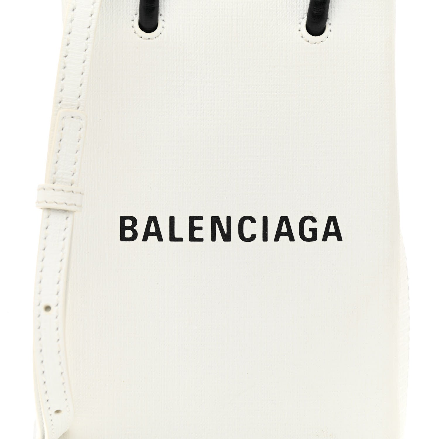Balenciaga Squared Calfskin Logo Shopping Phone Holder Bag White 7 of 13