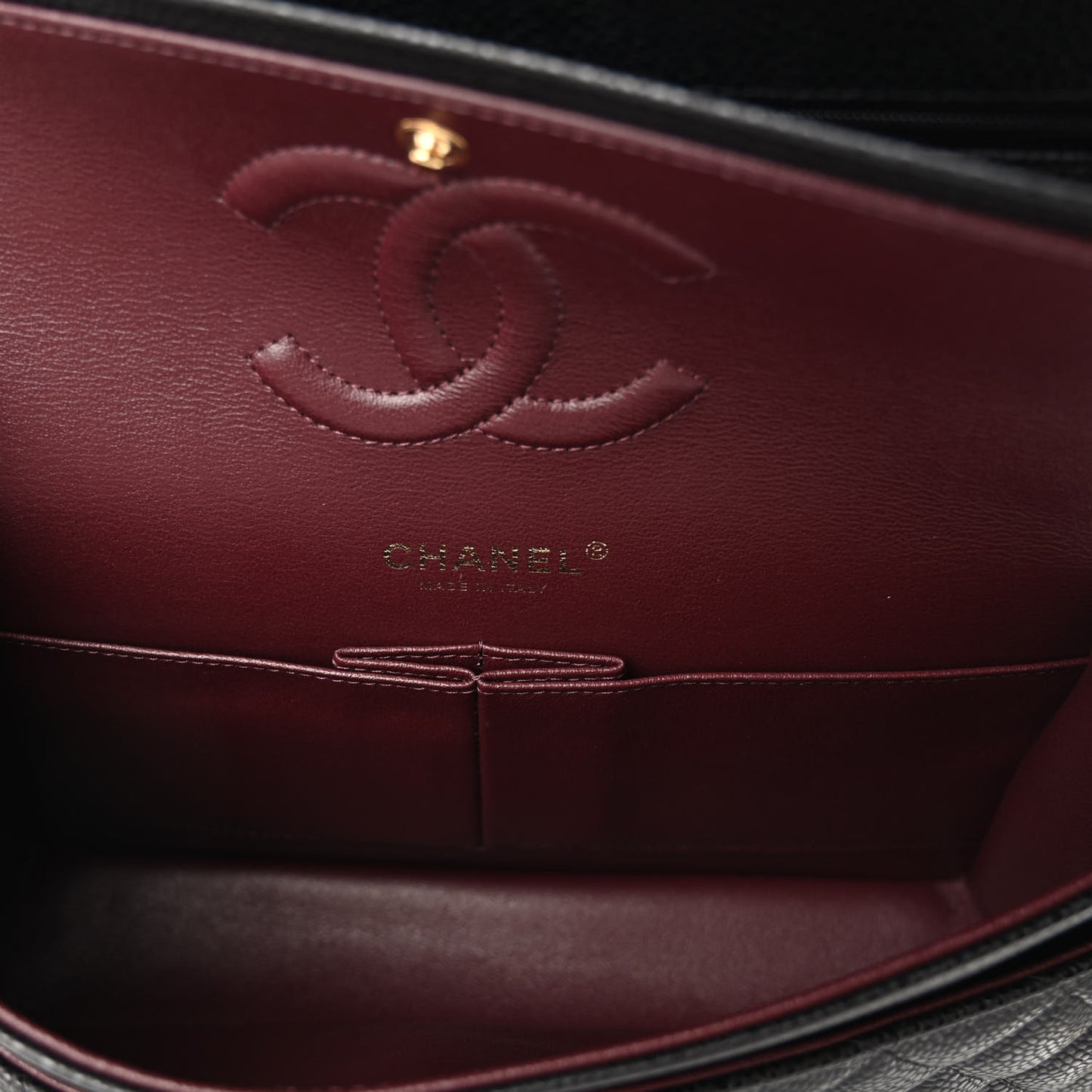 Caviar Quilted Medium Double Flap Black