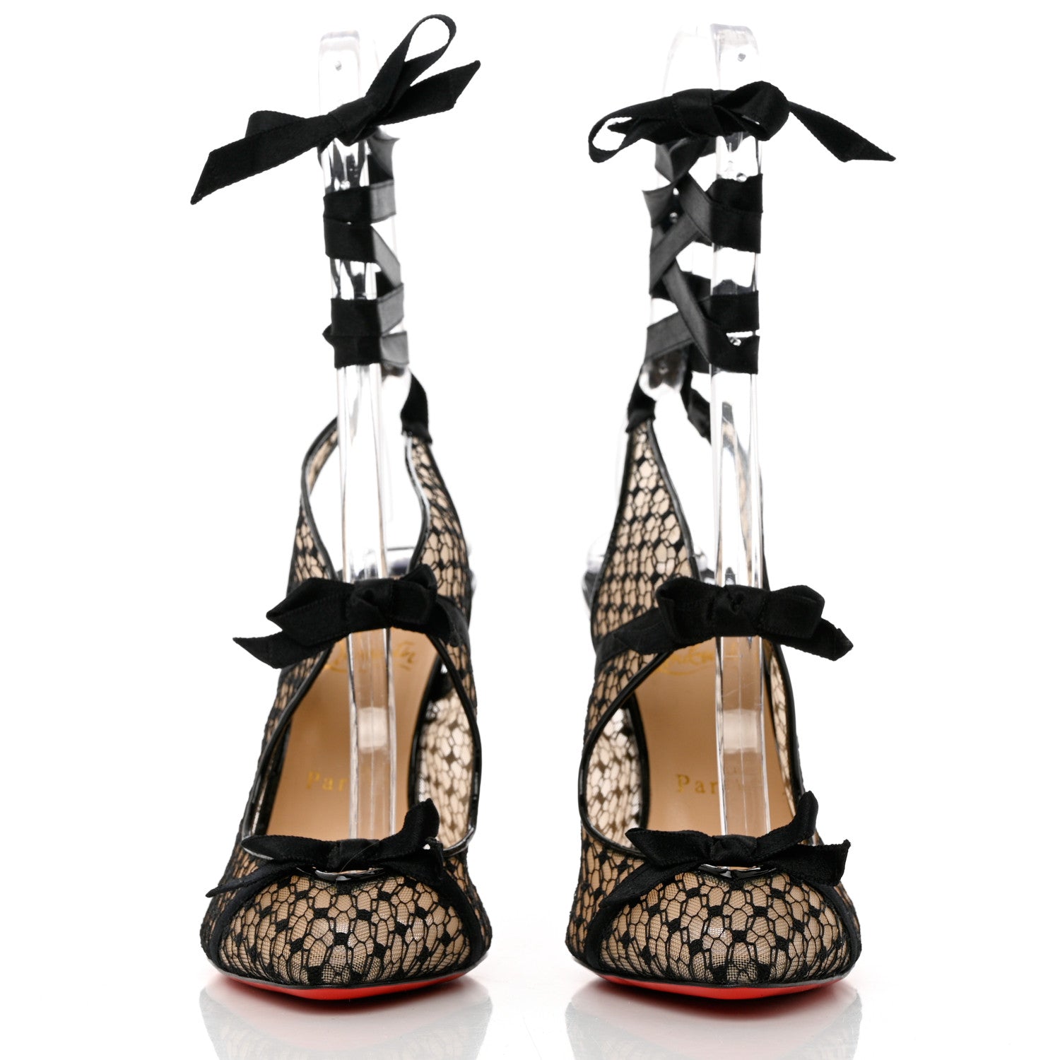 Christian Louboutin Patent Fishnet Lace Directoire 100 Pumps 39 Version Black 2 of 8