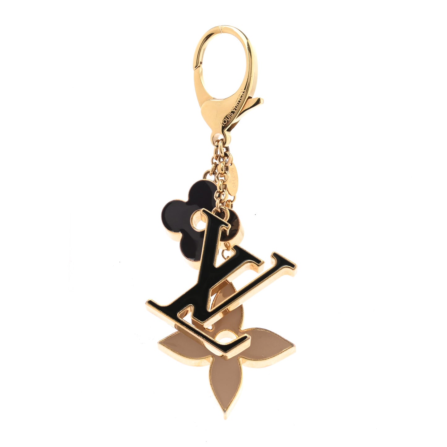 Fleur De Monogram Bag Charm Dore