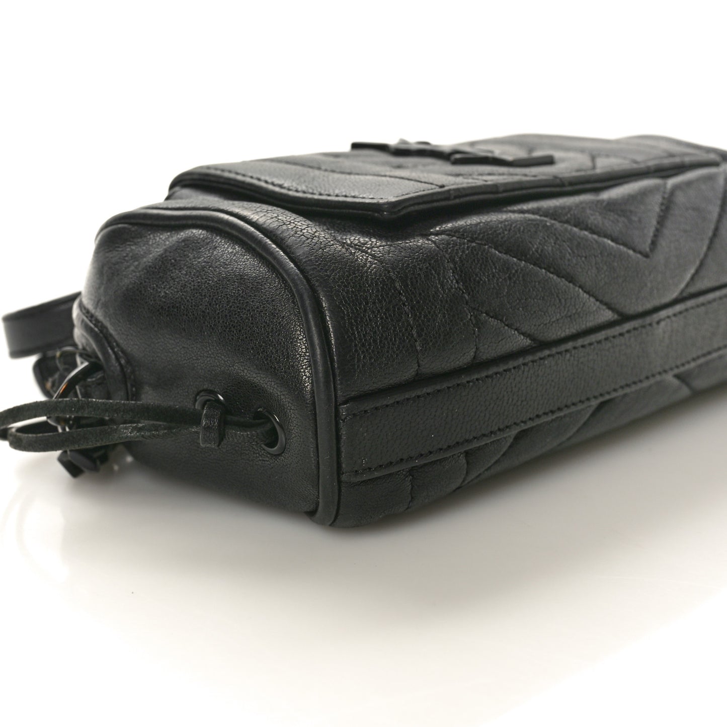 Sheepskin Matelasse Monogram Monochrome East West Rider Bag Black