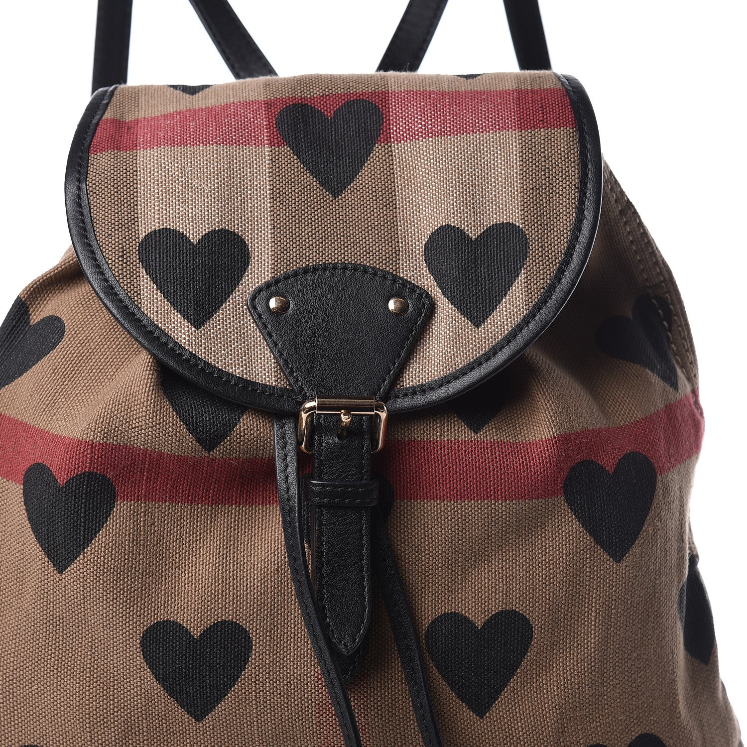 Burberry Overdyed Canvas Mega Check Heart Print Medium Chiltern Backpack Black 12 of 12