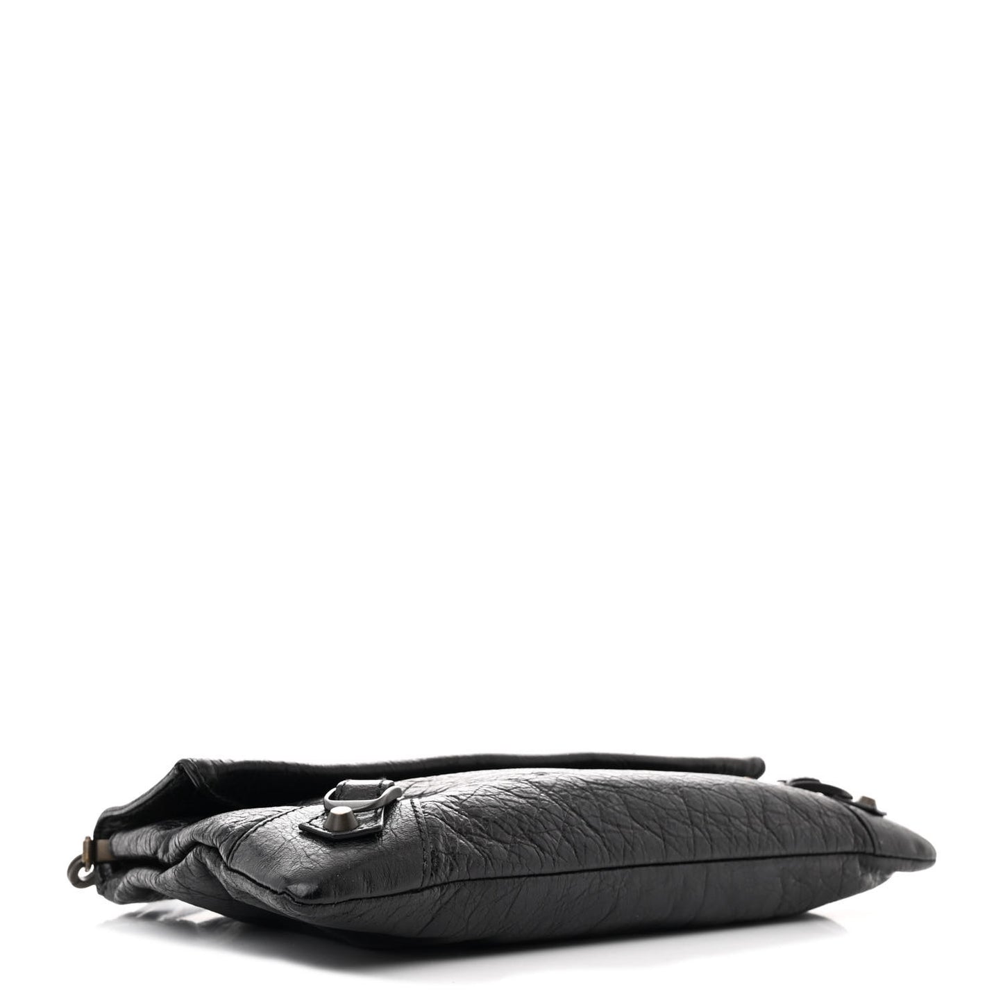 Agneau Classic Hardware Envelope Strap Clutch Black