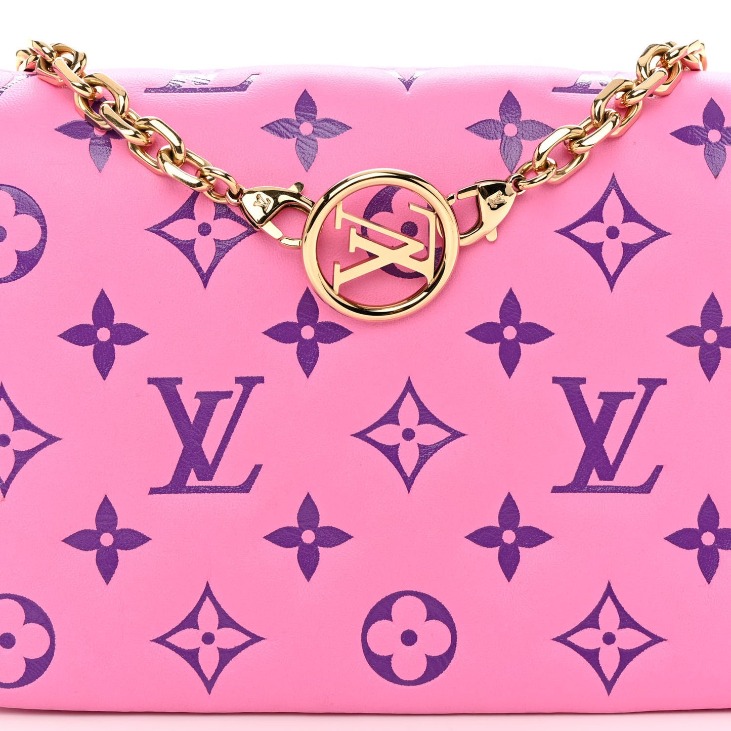 Lambskin Embossed Monogram Vuittamins Pochette Coussin Rose Violet