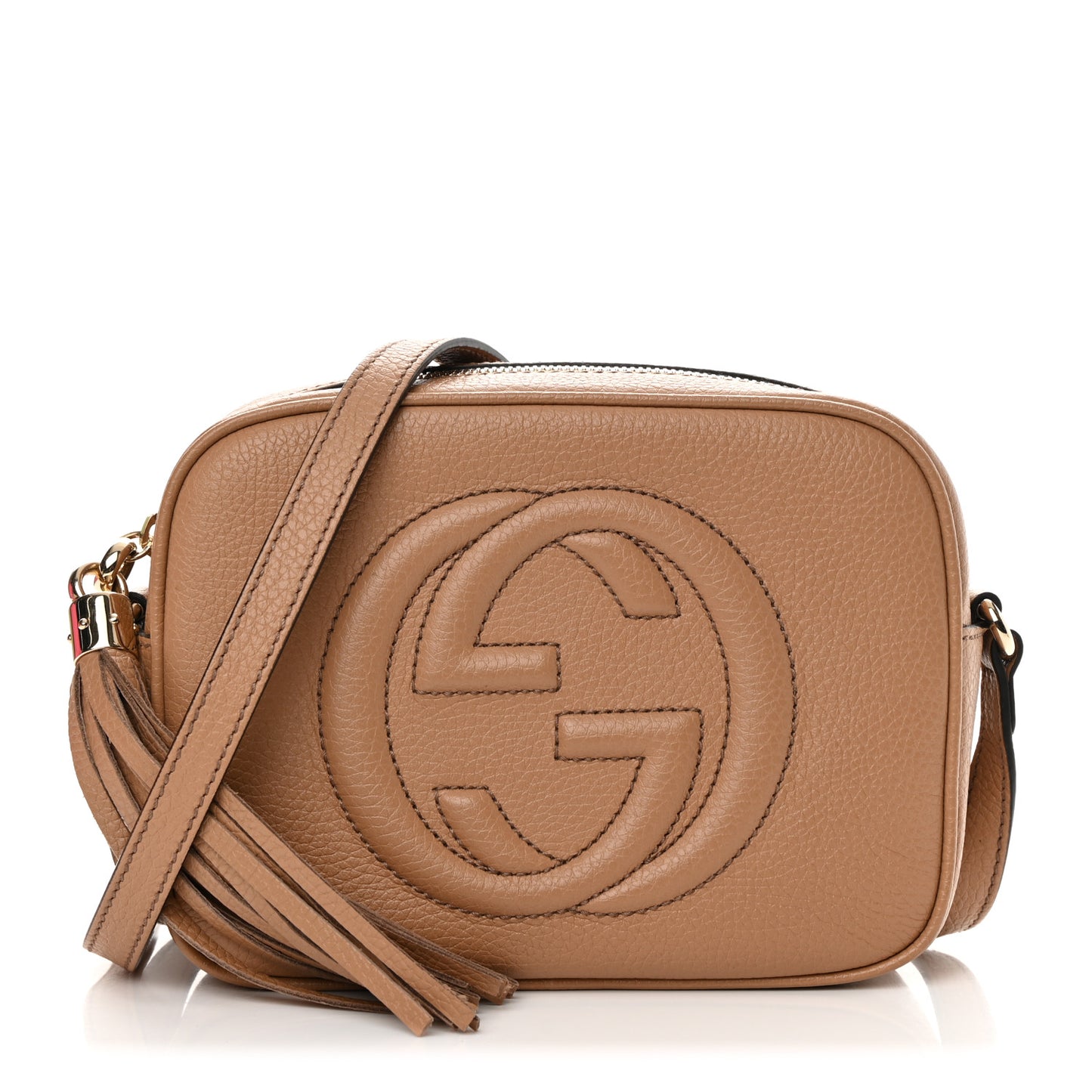 Pebbled Calfskin Small Soho Disco Bag Camelia