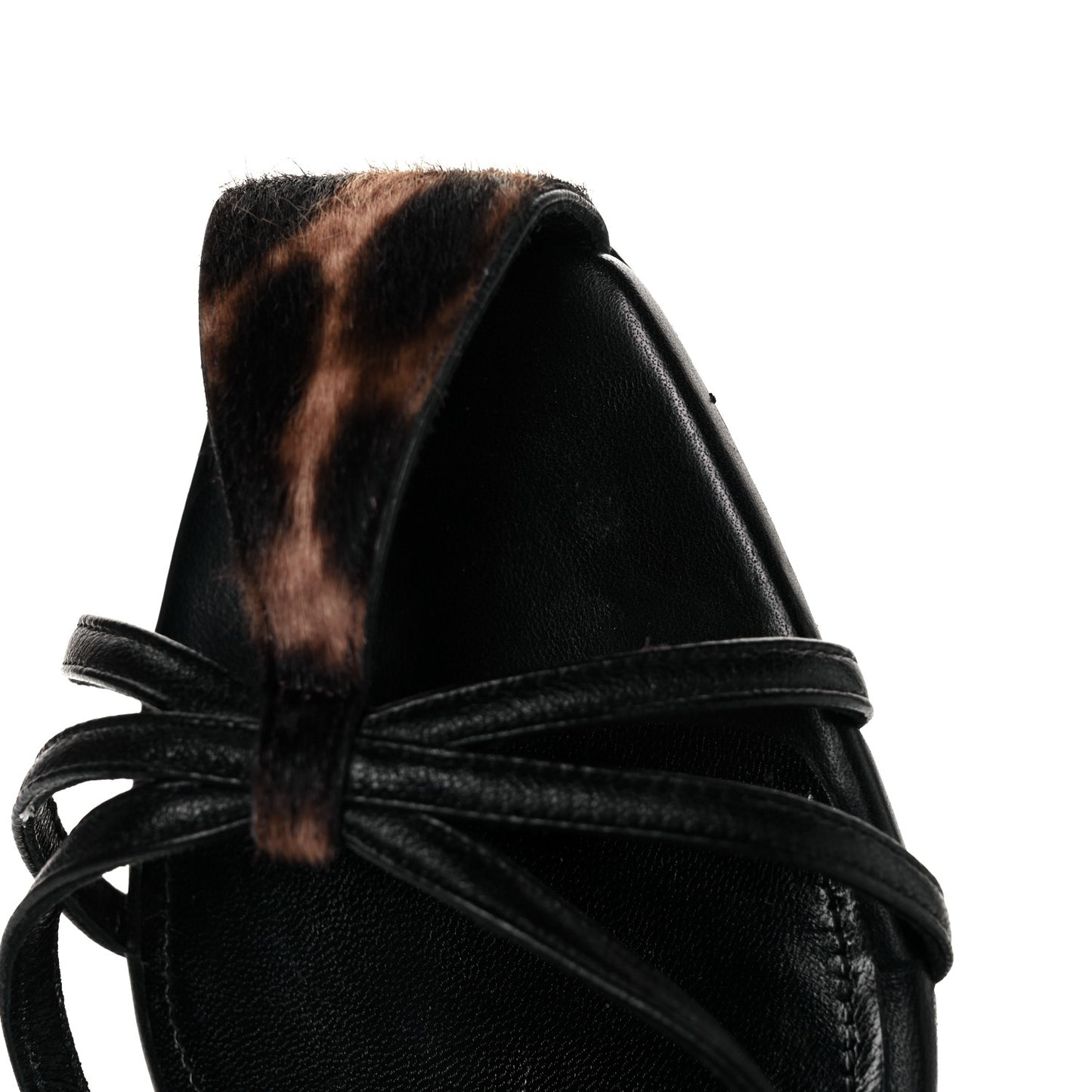 Calfskin Pony Samba All Over Sandals 38.5 Manto Naturale Black