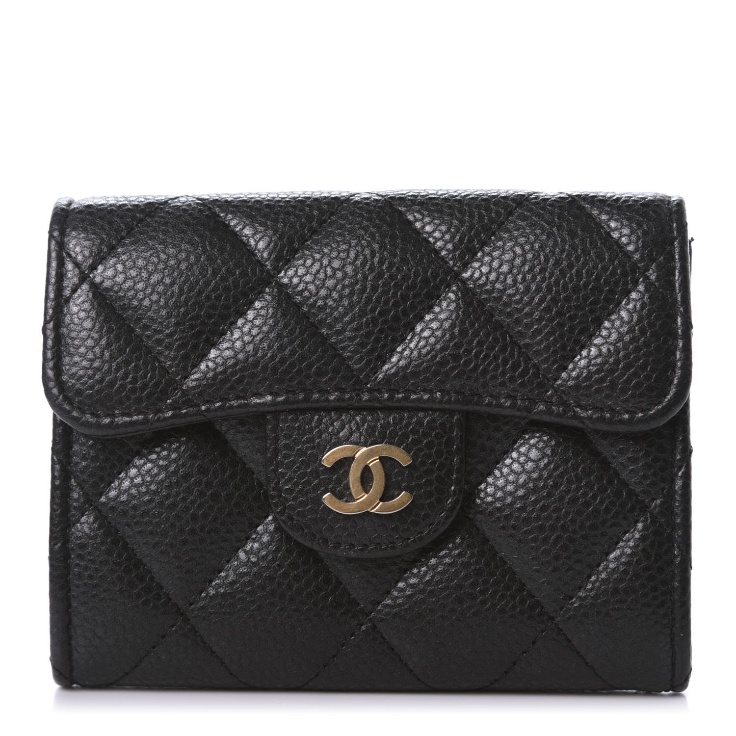 Chanel Caviar Quilted Flap Card Holder Wallet Black 1 of 11