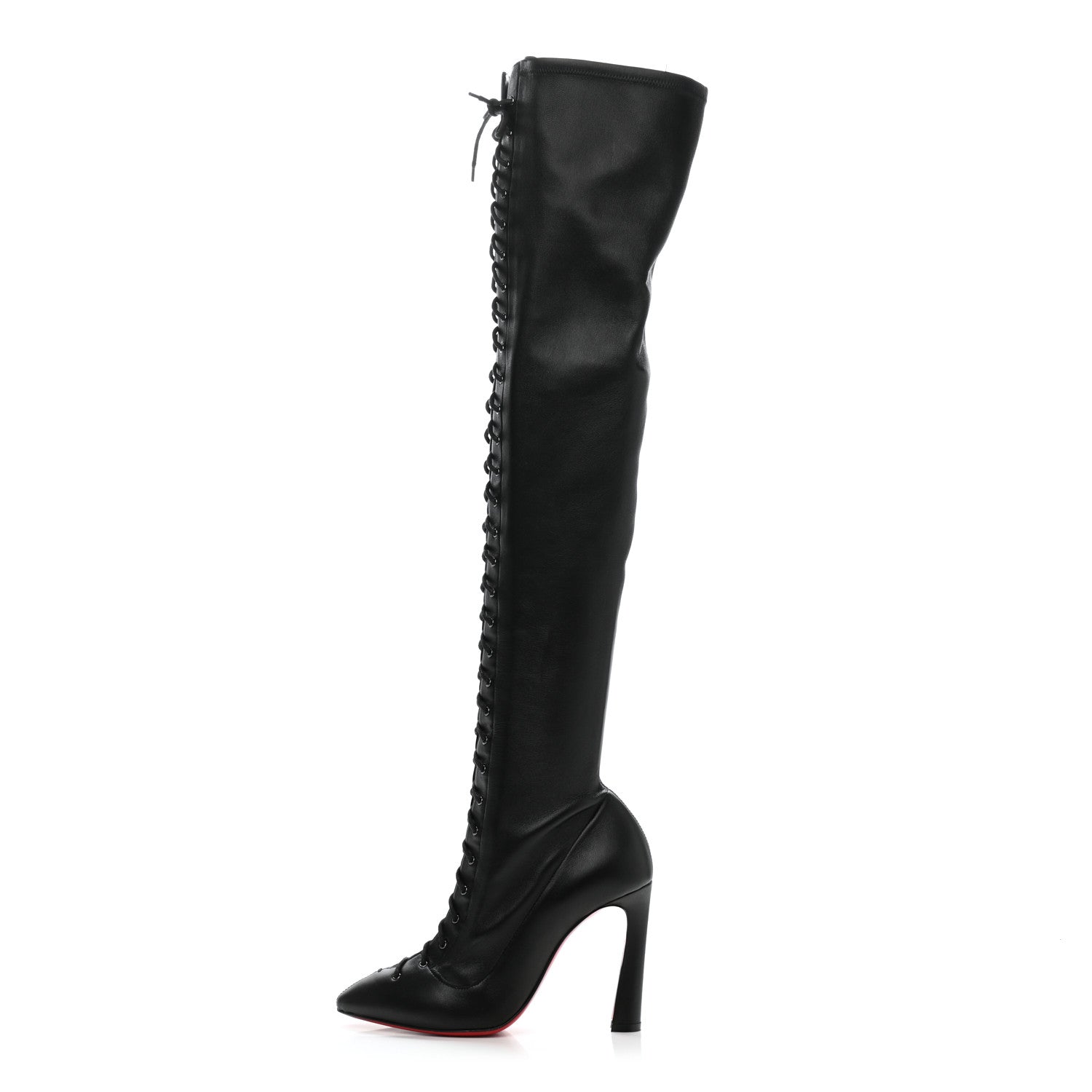 Christian Louboutin Calfskin Anjel Alta 100 Over the Knee Boots 37.5 Black 1 of 7