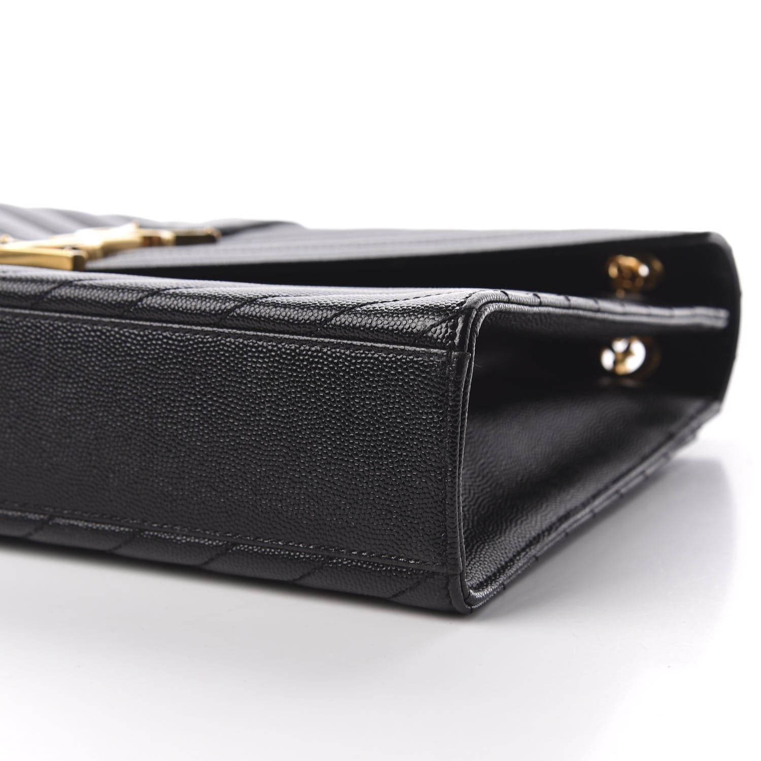 Saint Laurent Grain De Poudre Matelasse Chevron Large Monogram Satchel Black 7 of 8