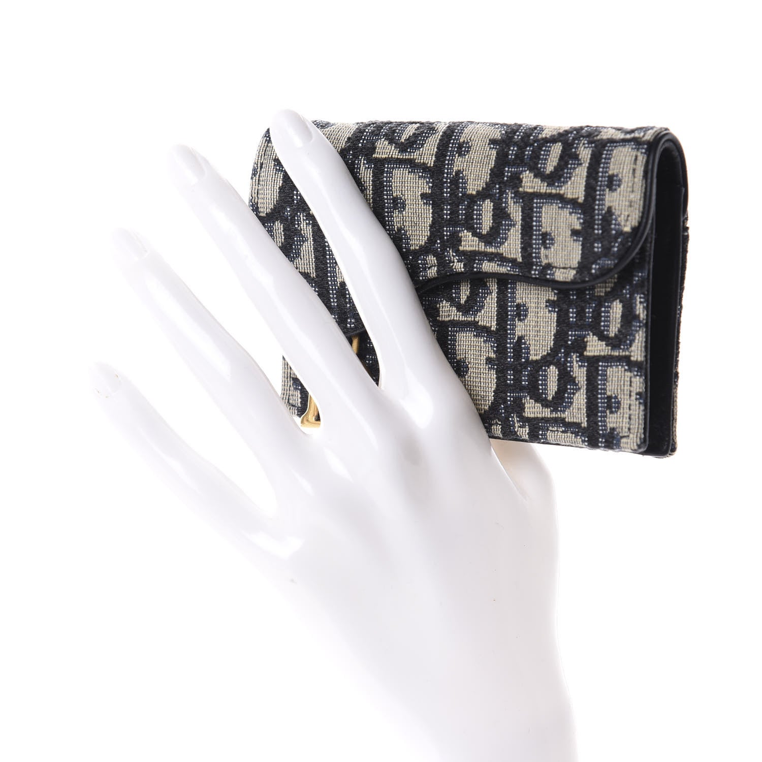 Christian Dior Oblique Saddle Card Holder Blue 2 of 8
