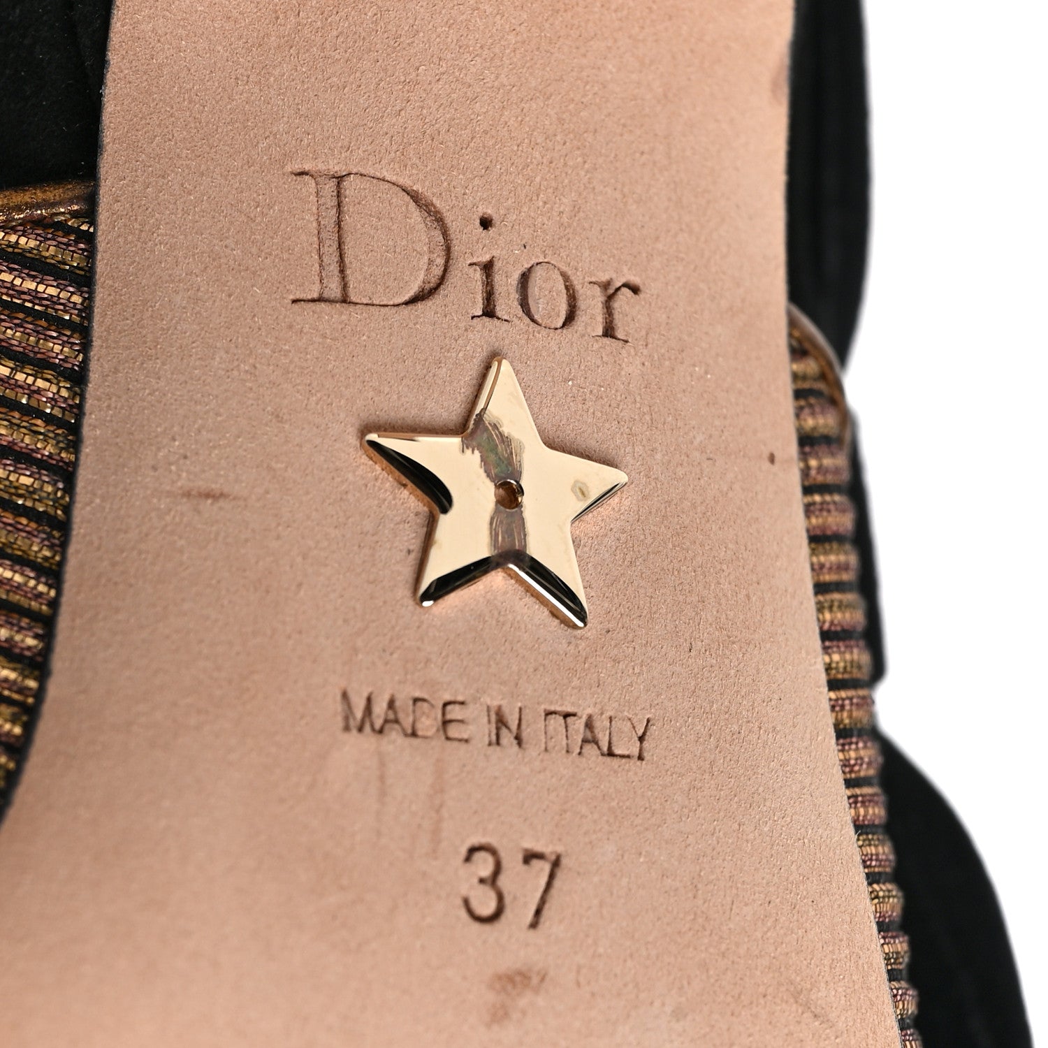 Christian Dior Metallic Grossgrain J'Adior Ribbon Slingback Pumps 37 Black 6 of 9