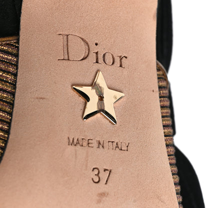 Christian Dior Metallic Grossgrain J'Adior Ribbon Slingback Pumps 37 Black 6 of 9