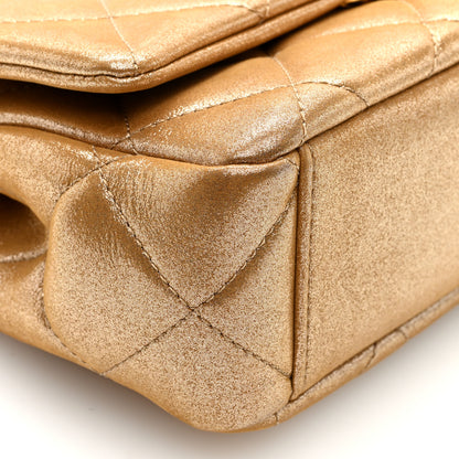 Chanel Metallic Lambskin Quilted Mini CC Crystal Logo Chain Flap Gold 9 of 10