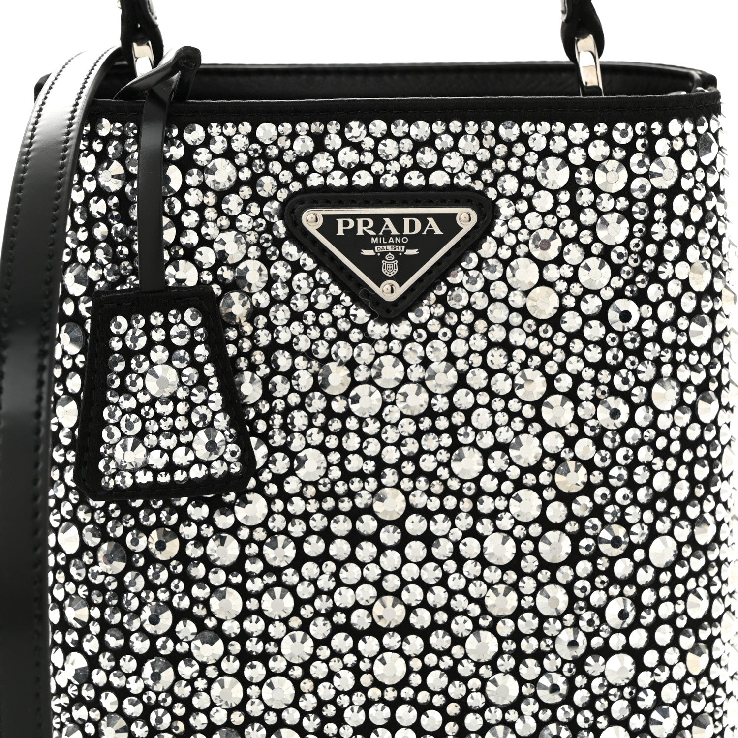 Prada Satin Crystal Small Panier Bucket Bag Metal 7 of 10