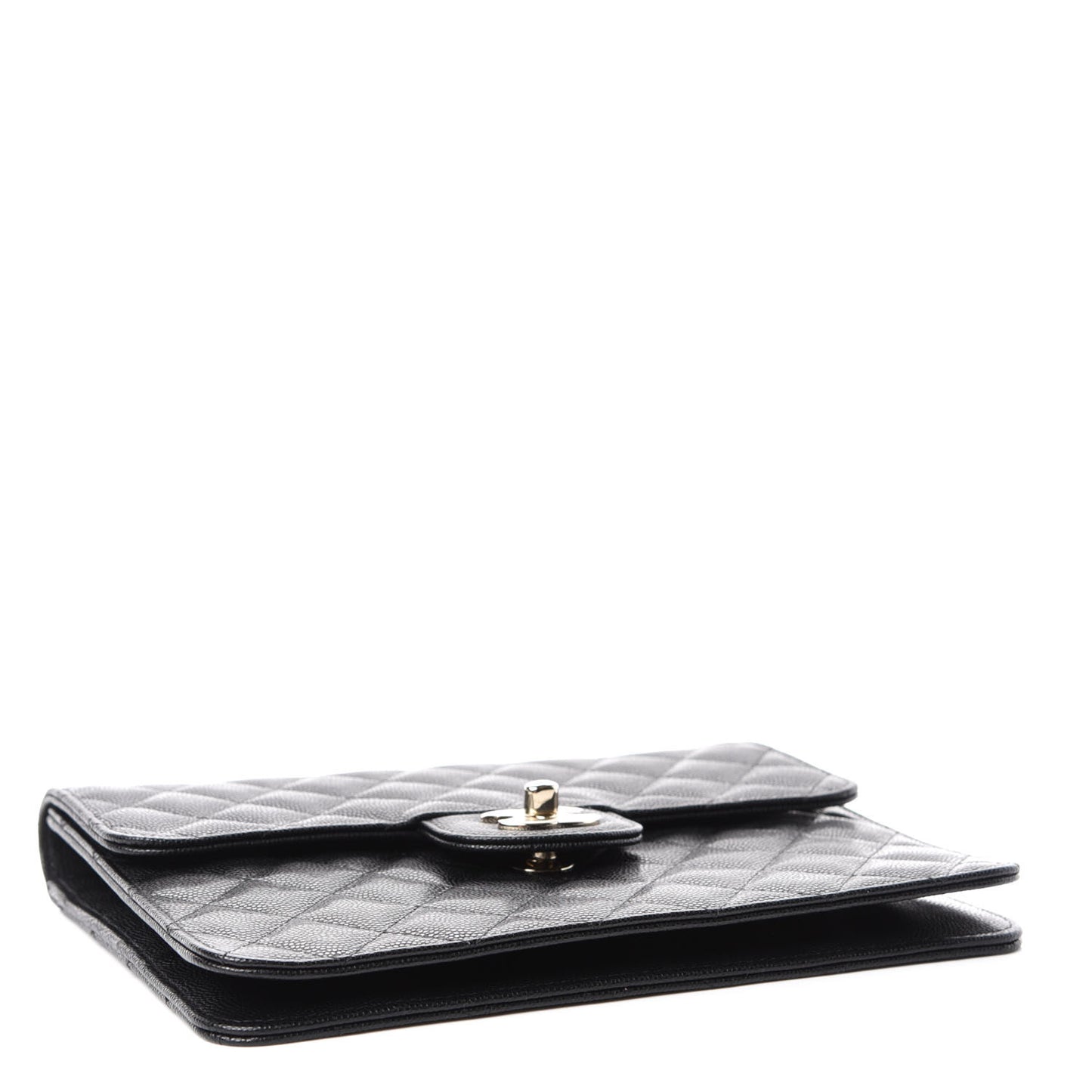 Caviar Quilted Square Flap Clutch Black