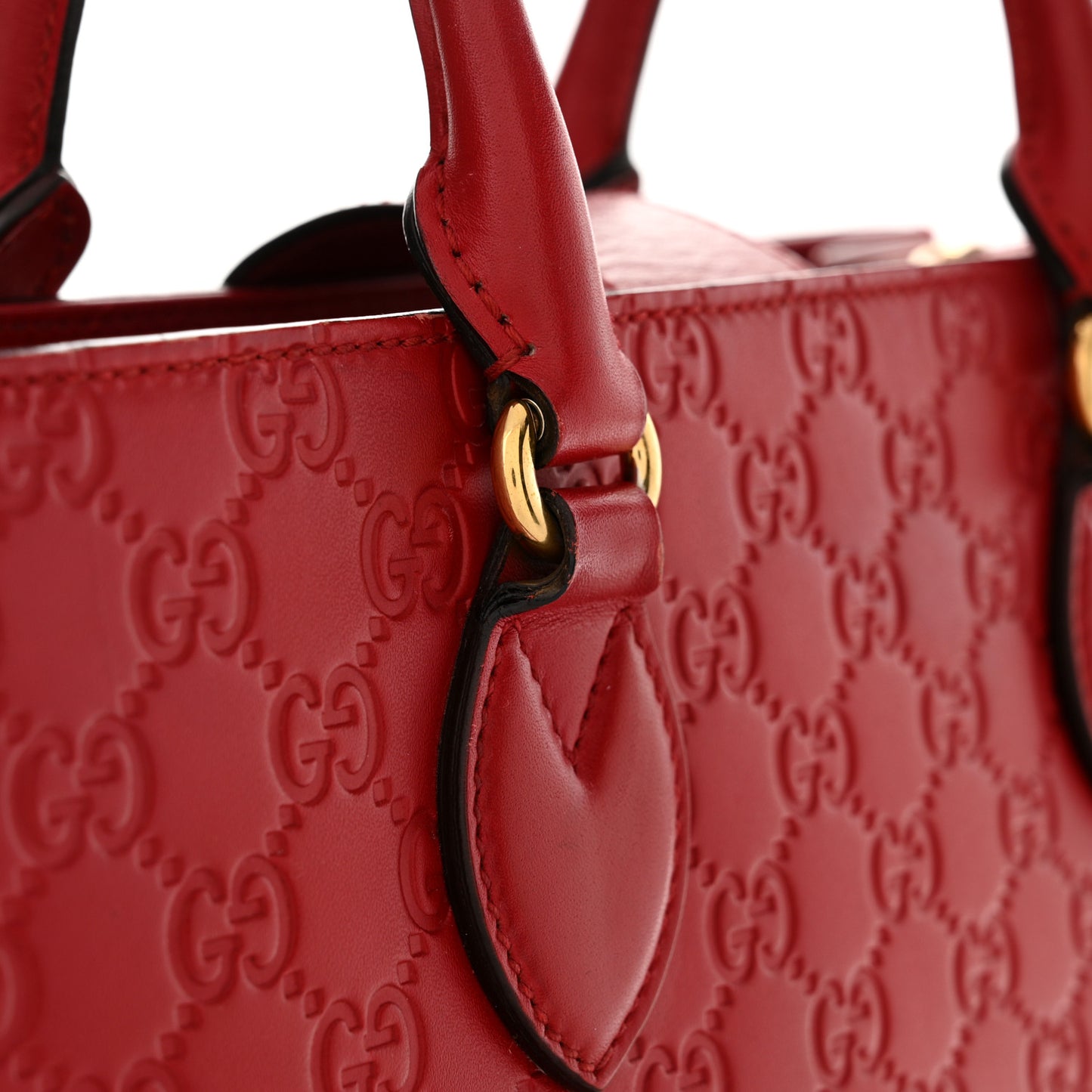 Guccissima Signature Padlock Double Handle Bag Hibiscus Red