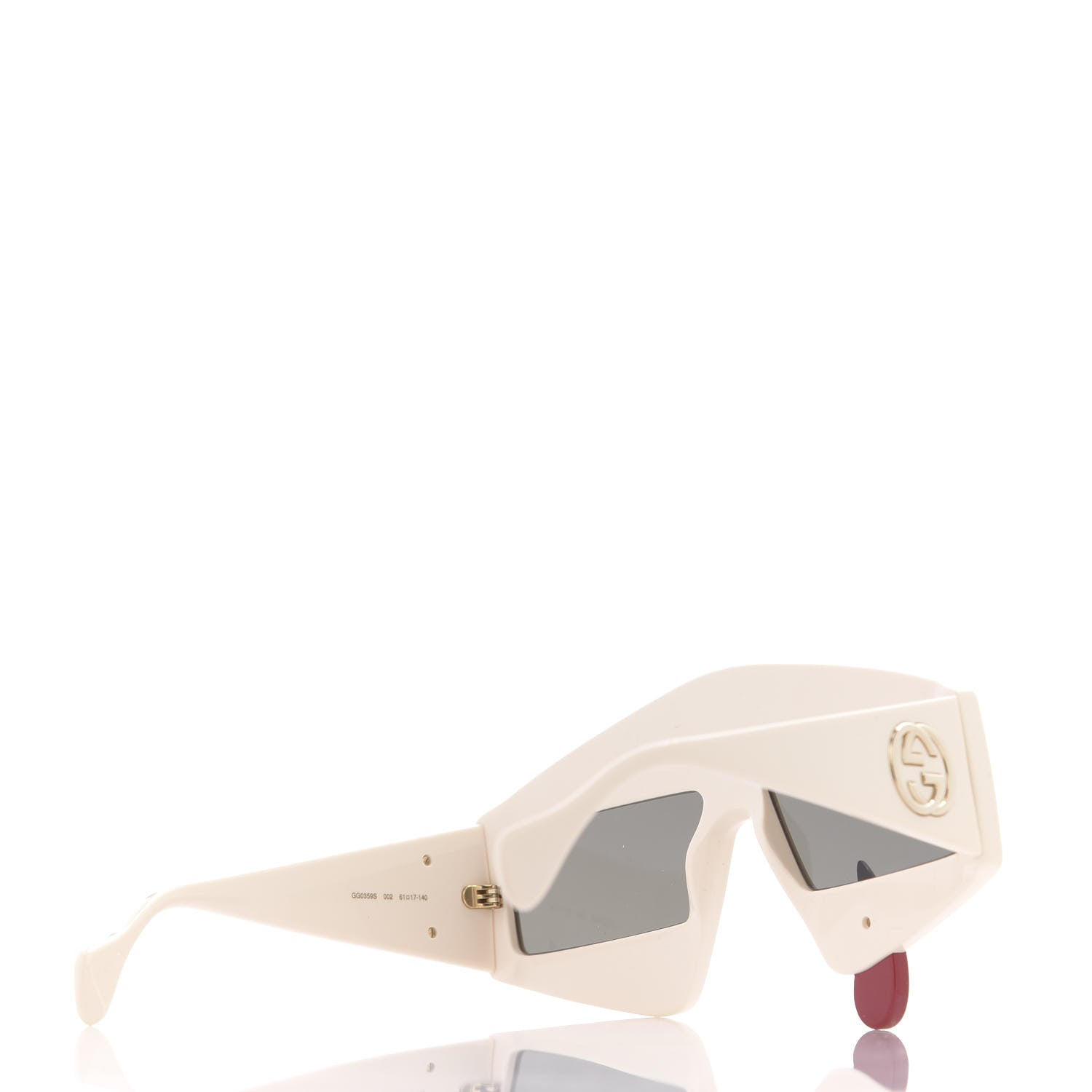 Gucci Acetate Crystal Hollywood Forever Tear Drop Sunglasses GG0359S Ivory 4 of 7
