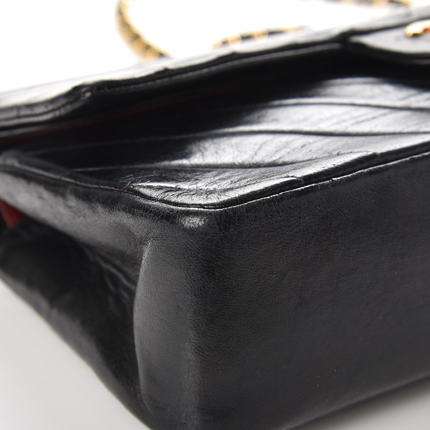 Lambskin Chevron Quilted Medium Double Flap Black