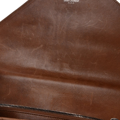 Saint Laurent Calfskin Matelasse Chevron Monogram Large College Bag Cognac 10 of 15
