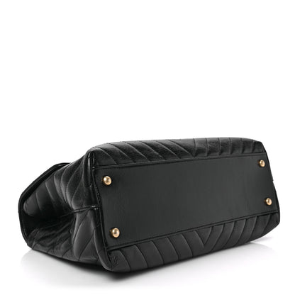 Chanel Calfskin Chevron Quilted Medium Coco Handle Flap Black 4 of 8
