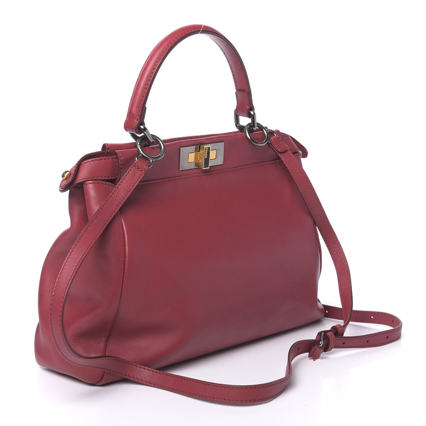 Vitello Suede Medium Peekaboo Iconic Satchel Rubino Peonia
